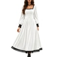 thumbnail image 1 of Huowey Halloween Witch Women Vampire Gothic Dresses Elegant Cosplay Party Gown Lace Square Neck Long Sleeve Trendy Photo Dress,White,M, 1 of 4