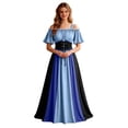 thumbnail image 1 of Huowey Halloween Witch Costume Women Vampire Off Shoulder Medieval Gothic Dresses Elegant Cosplay Party Gown Short Sleeve Eye-Catching Photo Shoot Dress,Blue,L, 1 of 6