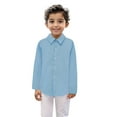 thumbnail image 1 of Huowey Holiday Tops For Child School Uniform Button Down Long Sleeve Solid Tee Classic Leisure Dress Shirts Soft Fall Clothes,Blue,2-3 Years, 1 of 4