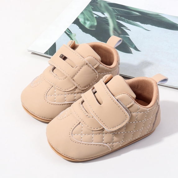 Huowey Infant Shoes Boys Girls Soft Sole First Walking Shoes Hook And Loop Strap Floor Sneakers Fall Winter Warmth Soft Footwear,Khaki,12-18 Months