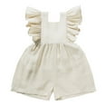 thumbnail image 1 of Huowey Baby Girls Boys Playsuits Ruffled Jumpsuit Fly Sleeve Romper Linen Overalls Summer Clothes Classic Dailywear, 12-18 Months, 1 of 2