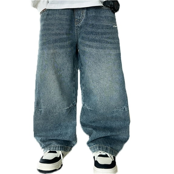 Huowey Infants Boys Casual Straight Leg Jeans Loose Denim Pants With Pockets Cozy Dailywear, 9-10 Years