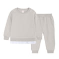 thumbnail image 1 of Huowey Boys Girls 2-Pcs Pullover Hoodie Sweat Suit Unisex Long Sleeve Hoody Tops + Elastic Waist Shorts Pockets Set Cozy Dailywear, 6-9 Months, 1 of 5