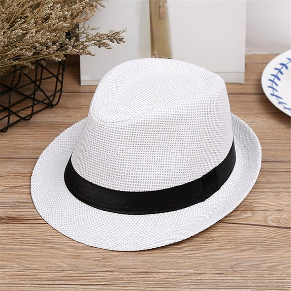 Huowey Children Kids Summer Beach Straw Hat Jazz Panama Trilby Fedora Hat Gangster Cap Cozy Dailywear, One Size