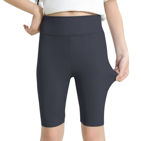 Huowey Girls Athletic Shorts Leggings Kids Dance Running Yoga Shorts Workout Dance Tights Knee Length Pants Shorts Pants Cozy Dailywear, 10-12 Years