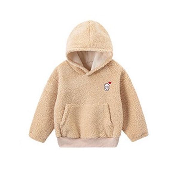 Huowey Infants Girls Fuzzy Pullover Hoodies Sweatshirt Casual Loose Outwear Coat With Pockets Holiday Dailywear, 4-5 Years