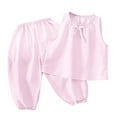 thumbnail image 1 of Huowey Infants Girls Set Sweet Vest Tops With Pants Summer Cute Casual Sleepwear Loungewear Suit Two Piece Nightwears Sets Lovely Loungewear, 7-8 Years, 1 of 3