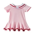 thumbnail image 1 of Huowey Little Girls Nautical Sailor Dress Summer Cute Pleated Skirt Toddler Kids Playwear Dresses Classic Dailywear, 7-8 Years, 1 of 9