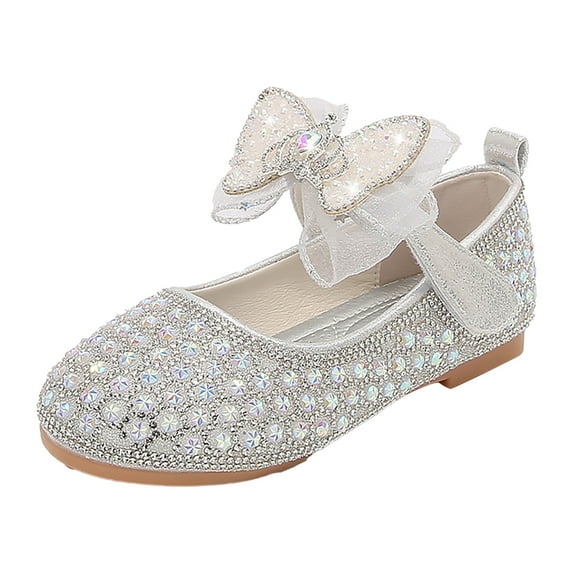 Huowey Infants Princess Shoes Girls Sandals Shoes Jelly Mary Jane Dance Party Shoes For Kids Toddler Holiday Footwear,Silver,3.5-4 Years