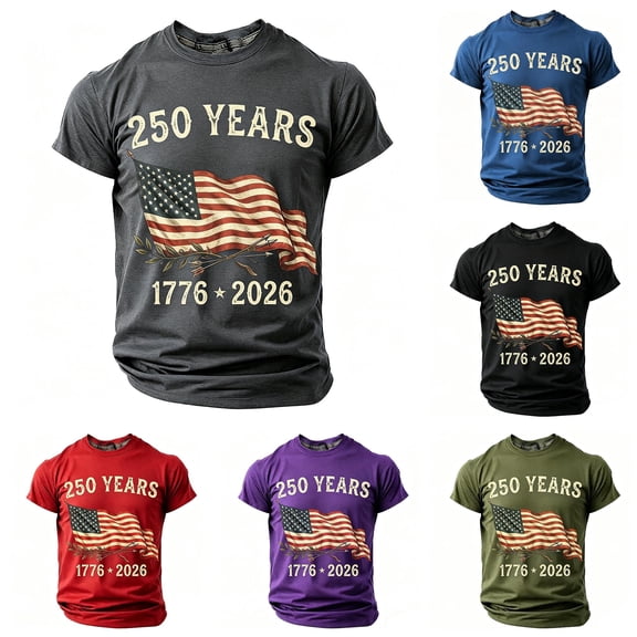 Huowey Kids 4Th Of July T-Shirt Boys Stylish Patriotic Graphic Short Sleeve Round Neck Us National Flag Print Casual Clothes Tops 1776-2026 Holiday Celebrate Independence Day Tee,10-11 Years