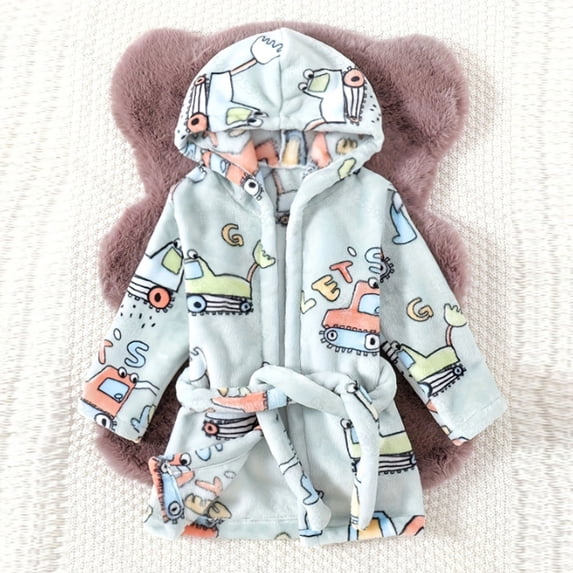 Huowey Kids Bathrobe Cartoon Dinosaur Hooded Fuzzy Soft Cozy Robe Jacket Long Sleeve Thickened Sleepwear For Toddler Winter Warm Comfy Pajamas,Green,2-3 Years
