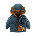 thumbnail image 1 of Huowey Kids Boys Girls Coat Cute Hooded Jacket Baby Boys Girls Kids Thicken Warm Winter Coat Outerwear With Pocket Sweatshirts,Blue,4-5 Years, 1 of 4