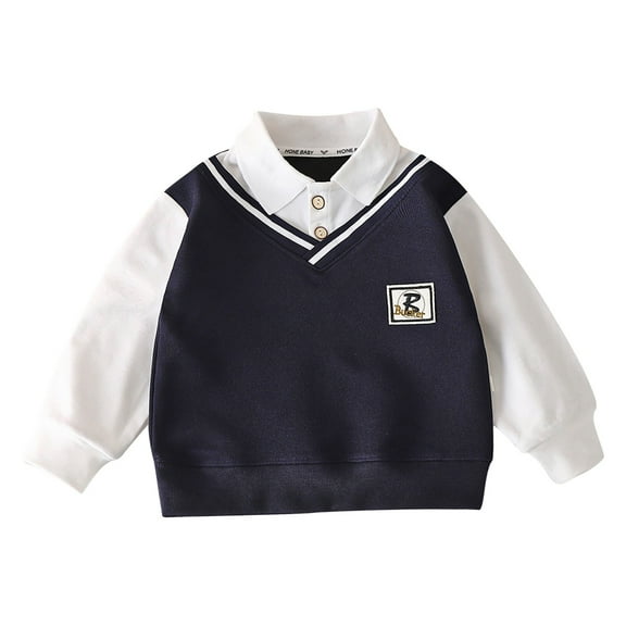 Huowey Kids Boys School Outfits Sweater Kids Long Sleeve V-Neck Shirt Pullover Fall Clothes Relaxed Fit Dailywear, 7-8 Years