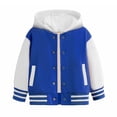 thumbnail image 1 of Huowey Kids Child Boys Girls Autumn Winter Warm Long Sleeved Color Block Baseball Hooded Coat Tops Fashionable Dailywear, 11-12 Years, 1 of 6