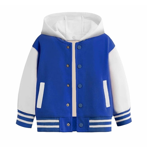 Huowey Kids Child Boys Girls Autumn Winter Warm Long Sleeved Color Block Baseball Hooded Coat Tops Fashionable Dailywear, 11-12 Years