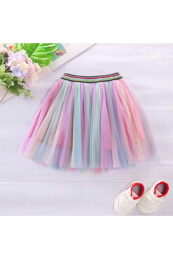 Kids Girls Ballet Tutu Skirts Rainbow High Waist Tie Dye Star Sequins Tulle Skirt Party Show Dancewear,Purple,2-3 Years