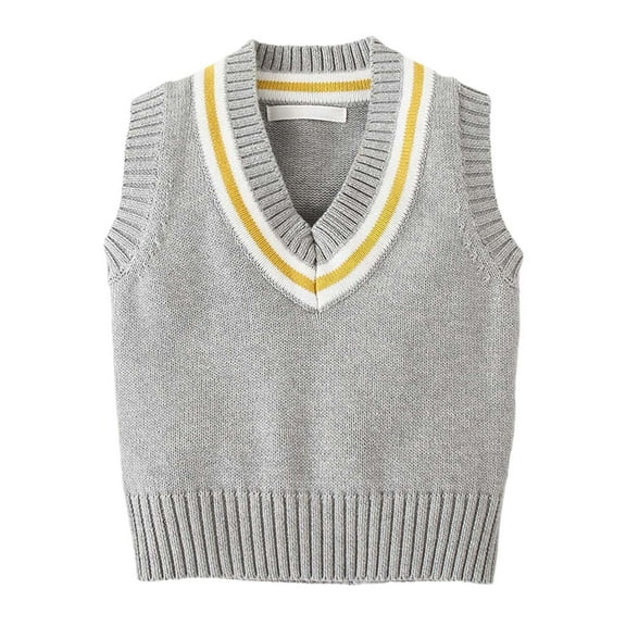 Huowey Kids Girls Boys Sweaterv Neck Pullover Sweaters Sleeveless Vest Toddler Baby Casual Fall Uniform Streetwear,Grey,18-24 Months