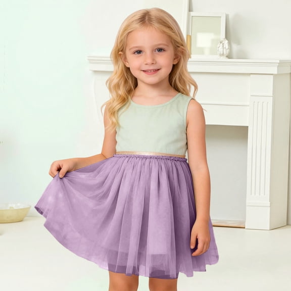 Huowey Kids Girls Dance Tutu Skirt Sequins Layered Short High Waist Embroidery Ballet Skirts Daily Casual Stylish Carnival Party Dancewear,Purple,4-5 Years