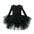 thumbnail image 1 of Huowey Kids Girls Dresses Ballet Tutu Dresses Long Sleeve Shiny Tulle Leotard Ballerina For Performance Dance Clothes,Black,M-110, 1 of 2