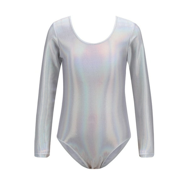 Huowey Kids Girls Long Sleeved Gymnastics Leotards Shiny Dance Leotard Ballet Leotard Classic Ballet Yoga Leotard Bodysuit Gymnastics Suit Relaxed Fit Dailywear, 5-6 Years