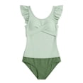 thumbnail image 1 of Huowey Kids Baby Toddler Girls One Piece Swimsuit Ruffles Floral One Shoulder Ruffles Round Neck Swimwear Summer Swim Suit Quick Dry Beach Pool Clothes Outfits Trendy Bathing Suit,Green,15-16 Years, 1 of 7