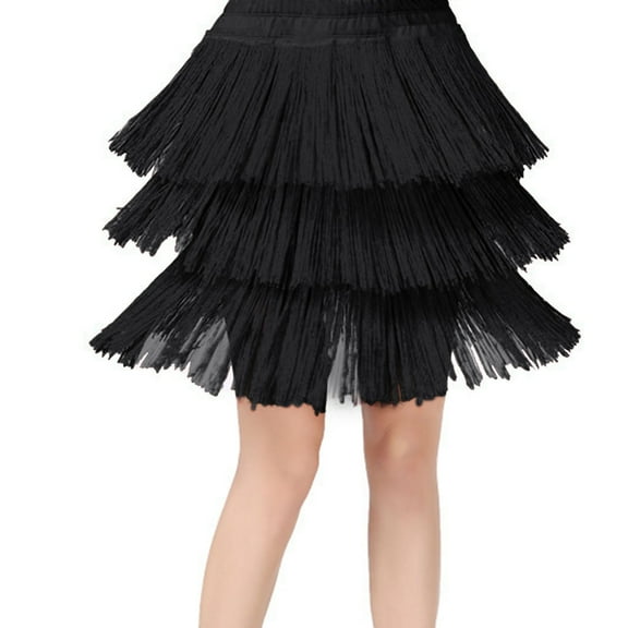 Huowey Kids Girls Tassel Dance Skirt Latin Ballroom Layered Fringe Dancewear Relaxed Fit Dailywear, 10-11 Years
