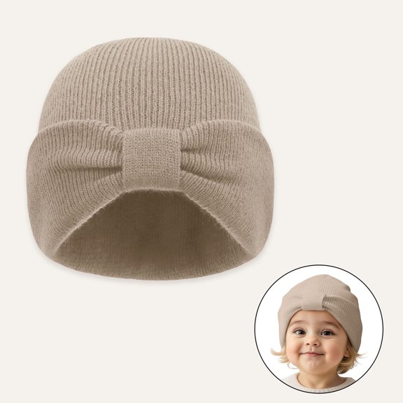 Huowey Kids Girls Winter Warm Knit Hat Cute Embroidery Cartoon Cat Thivk Thermal Solid Color Beanie Hood Earflap Scarf Cute Knit Caps,Khaki,M