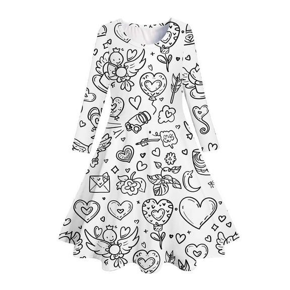 Huowey Kids Handmade Doodle Sketch Coloring FunDIY Hand Painted Party Princess Dresses Dresses