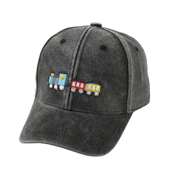 Huowey Kids Hat Retro Train Design Adjustable Vintage Washed Baseball Cap For Outdoor Activities Sun Hat