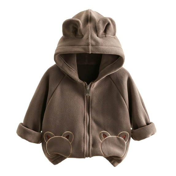 Huowey Kids Jacket Fall Winter Full Zip Fuzzy Coat Outwear Fashionable Dailywear, 3-4 Years