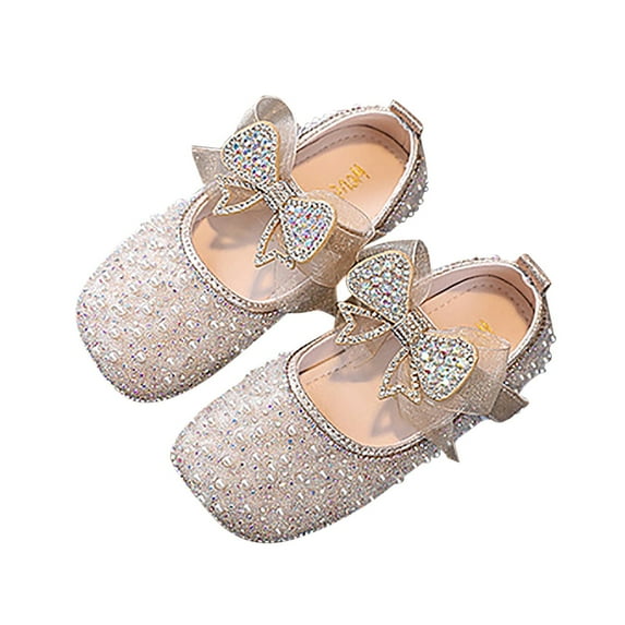Huowey Kids Performance Dance Shoes For Girls Children Shoes Pearl Rhinestones Shining Kids Princess Shoes Trendy Footwear, 3-3.5 Years