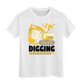 thumbnail image 1 of Huowey Kids Shirt Birthday Boy Shirt Construction Party T-Shirts Excavator Cotton Short Sleeve Tee Outdoor Sports Summer Tee Tops,White,10-11 Years, 1 of 4