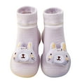 thumbnail image 1 of Huowey Kids Sneakers Animals Slipper Shoes Anti- Socks Booties First Walkers Cute Cartoon Winter Warm House Socks Shoes Prewalker Sneaker,Purple,6-12 Months, 1 of 5