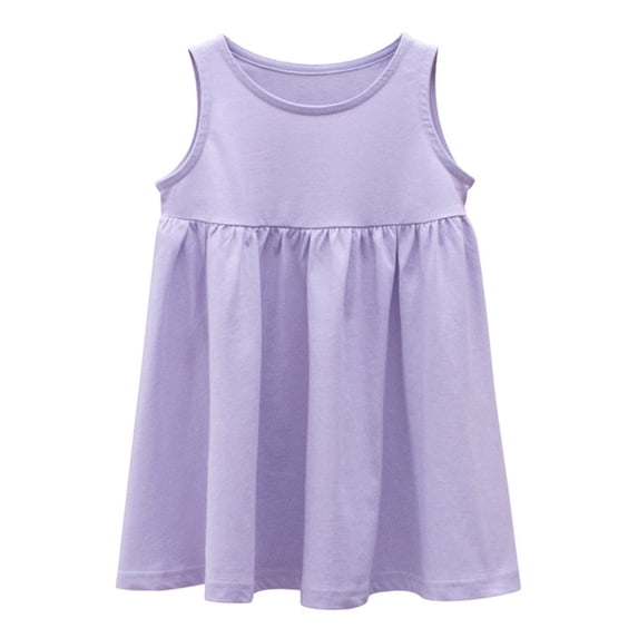 Huowey Kids Toddler Baby Girls Sleeveless Casual A-Line Twirly Skater Dress For School Party Princess Dresses Breathable Dailywear, 3-4 Years