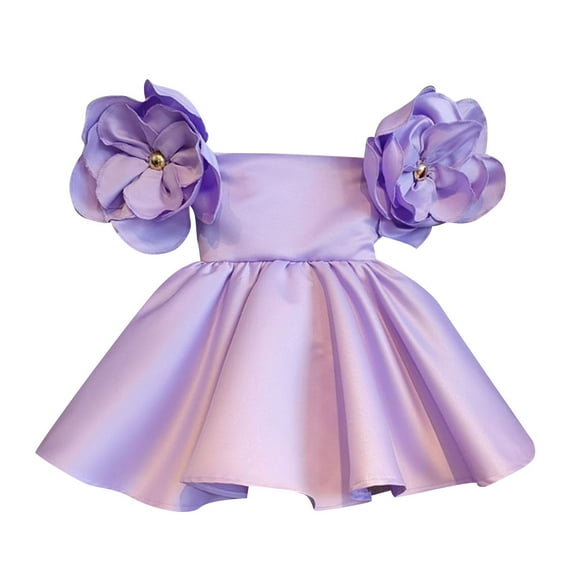 Huowey Kids Toddler Baby Girls Spring Summer Flower Cotton Short Sleeve Party Princess Dress Clothes