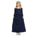 thumbnail image 1 of Huowey Kids Toddler Girls Spring Dress Long Sleeve Solid Crewneck Patchwork Soft High Waist Loose Fit Long Dresses Lightweight Floor Full Length Casual Holiday Dailywear,Dark Blue,5-6 Years, 1 of 5