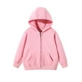 thumbnail image 1 of Huowey Kids Toddler Girls Sweatshirt Casual Full Zip Up Hooded Jacket Long Sleeve Solid Color Outerwear Cozy Winter Coat With Pocket Soft Warm Hoodies Outwear,Pink,8-9Years, 1 of 9