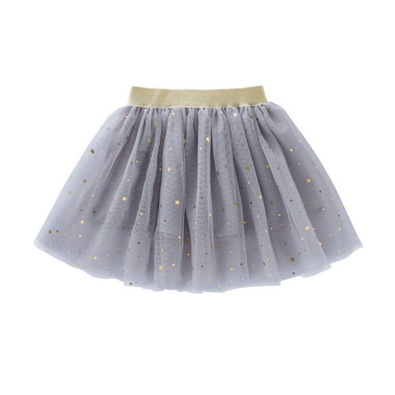 Huowey Kids Tulle Tutu Skirt with Glitter Print Star Princess Party Skirt for Girls 1 10 Years