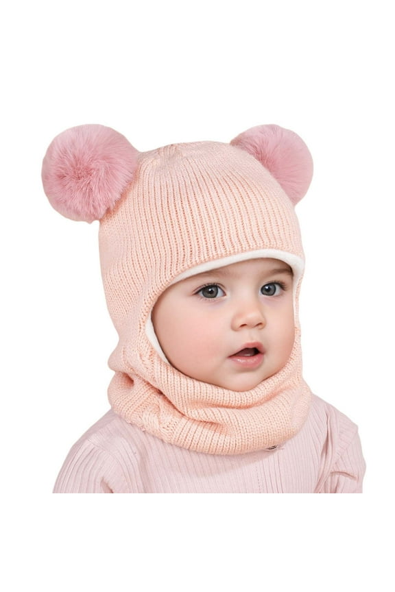 Kids Warm Caps Girl Boy Hooded Winter Scarf Kid Hat Cap Scarf Knit Baby Relaxed Fit Dailywear, One Size