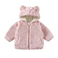 thumbnail image 1 of Huowey Kids Winter Jacket Casual Full Zip Up Cute Hooded Coats Fuzzy Long Sleeve Solid Color Outerwear Cozy Coat With Pocket Soft Warm Hoodies Streewear,Pink,4-5 Years, 1 of 9