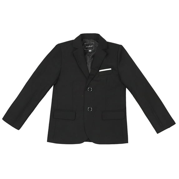 Huowey Little Boy Girl Coat Blazer Two Button Suit Jacket Elegant Solid Color Front Pocket Notched Blazers Slim Fit Lightweight Sport Outerwear,Black,2-3 Years