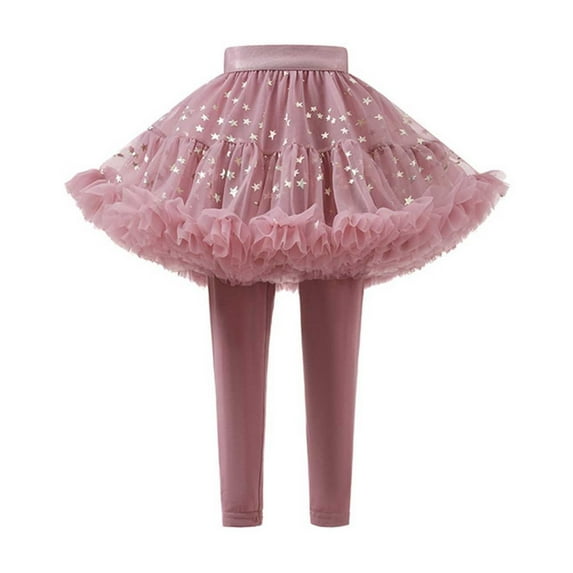 Huowey Little Girls Footless Leggings with Tutu Ruffle Skirt Stretchy Pantskirt