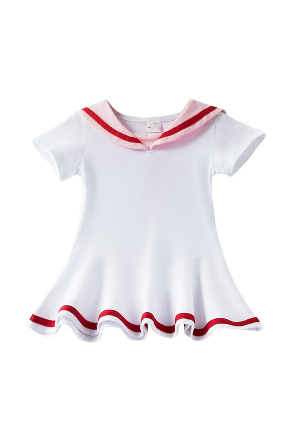 Little Girls Nautical Sailor Dress Summer Cute Pleated Skirt Toddler Kids Playwear Dresses