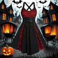 thumbnail image 1 of Huowey Gothic Dresses Womens Halloween LaceâUp Waist Fancy Cosplay Party Gown V-Neck Spaghetti Strap Eye-Catching Halloween Dress,Red,L, 1 of 3