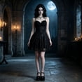 thumbnail image 1 of Huowey Vampire Gothic Dresses Halloween For Women Floral Lace Fancy Cosplay Party Gown Spaghetti Strap Elegant Halloween Dress,Black,M, 1 of 6