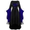 thumbnail image 1 of Huowey Vampire Gothic Dresses Halloween For Women LaceâUp Waist High-Low Fancy Cosplay Party Gown Square Neck Long Sleeve Elegant Halloween Dress,Dark Blue,M, 1 of 5
