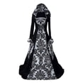 thumbnail image 1 of Huowey Vampire Gothic Dresses Hooded Halloween For Women Fancy Cosplay Party Gown Floral Graphic Long Sleeve Elegant Halloween Dress,White,XXXL, 1 of 2