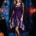 thumbnail image 1 of Huowey Vampire Gothic Dresses Women Halloween High-Low Fancy Cosplay Party Gown Spaghetti Strap Scoop Neck Eye-Catching Halloween Dress,Purple,L, 1 of 5