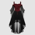 thumbnail image 1 of Huowey Vampire Gothic Dresses Women Halloween LaceâUp Waist High-Low Fancy Cosplay Party Gown Off Shoulder Long Sleeve Eye-Catching Halloween Dress,,XXL, 1 of 4