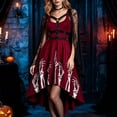thumbnail image 1 of Huowey Vampire Gothic Dresses Womens Halloween High-Low Fancy Cosplay Party Gown Spaghetti Strap Scoop Neck Eye-Catching Halloween Dress,Red,XXL, 1 of 5